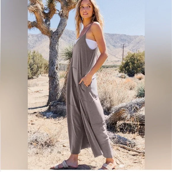 Ces Femme Boho Black Back Tie Wide Leg Jumper Jumpsuit, Small NWT - Picture 2 of 4